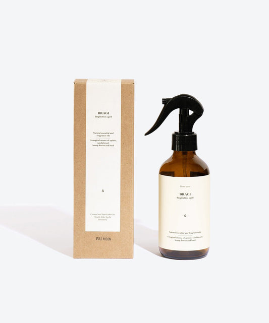 1. Smells Like Spells Perfumed Home Spray BRAGI with box, featuring natural ingredients for creativity and inspiration