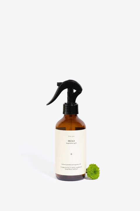 3. Smells Like Spells Perfumed Home Spray BRAGI with decorative element, highlighting eco-friendly packaging and natural ingredients