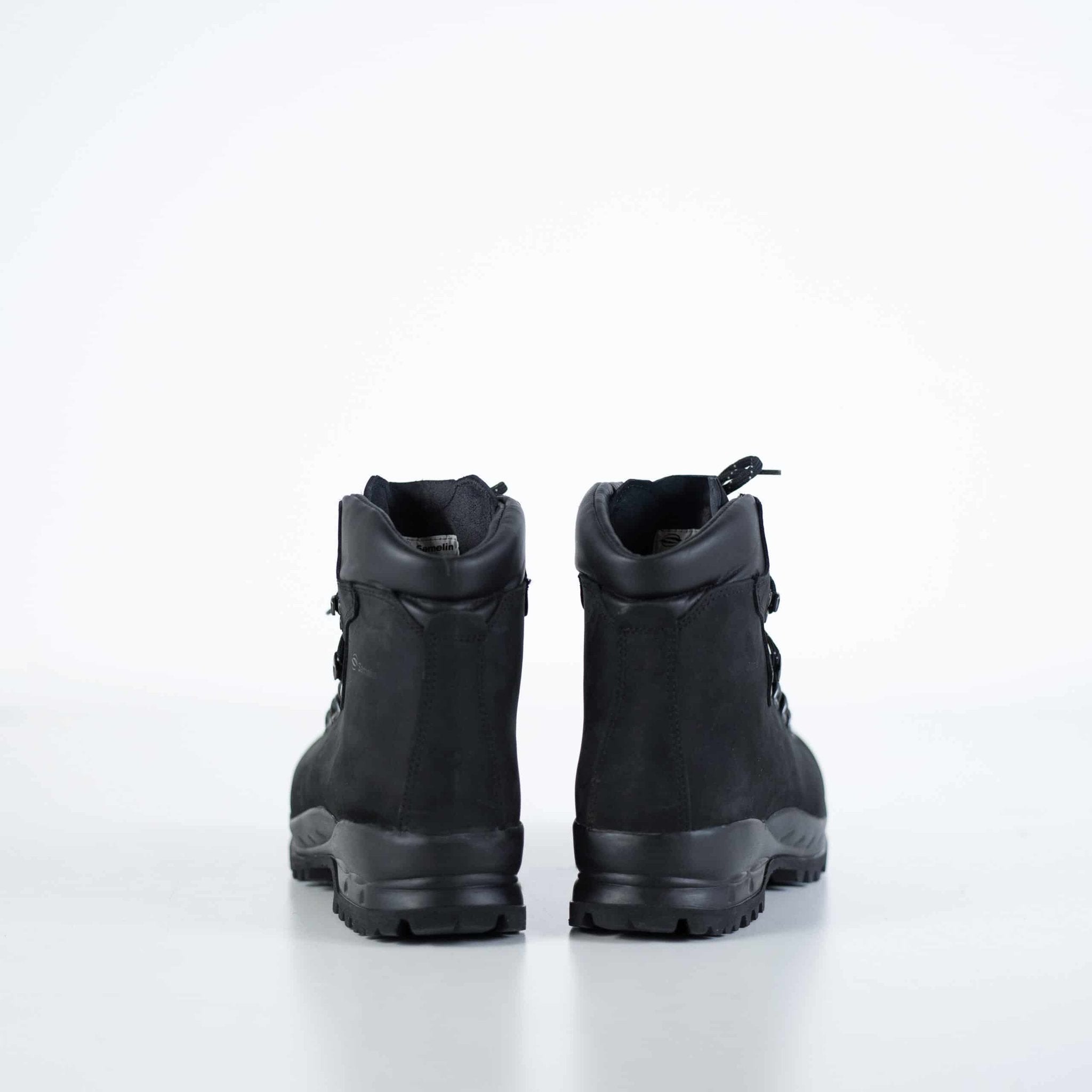 3. Pair of Samelin 5531 black hiking boots, rear view showcasing design and build