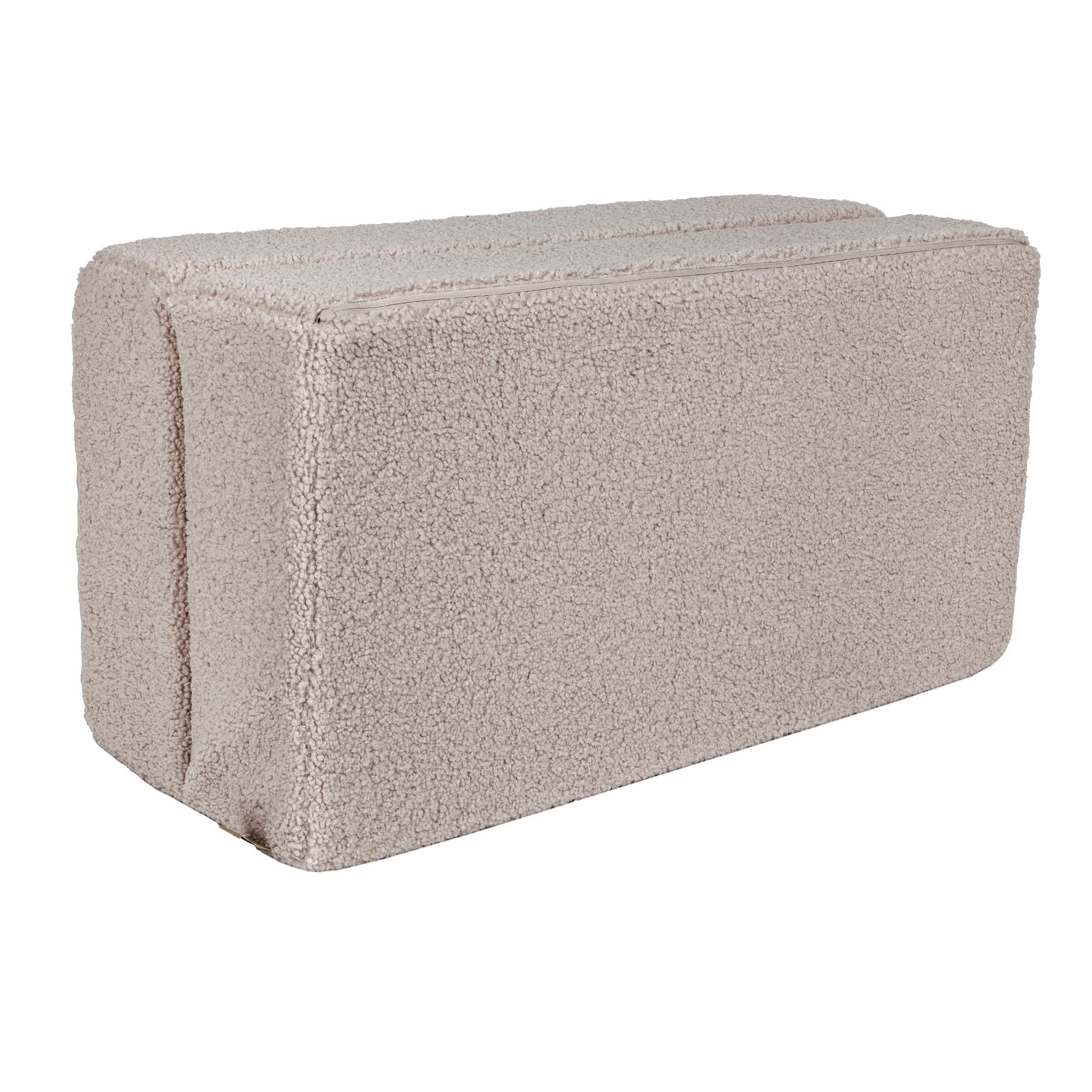 3. Side view of light grey MeowBaby children's sofa in folded position on a white background