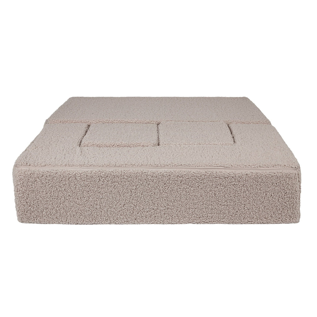 4. Top view of unfolded light grey MeowBaby children's sofa on a white background