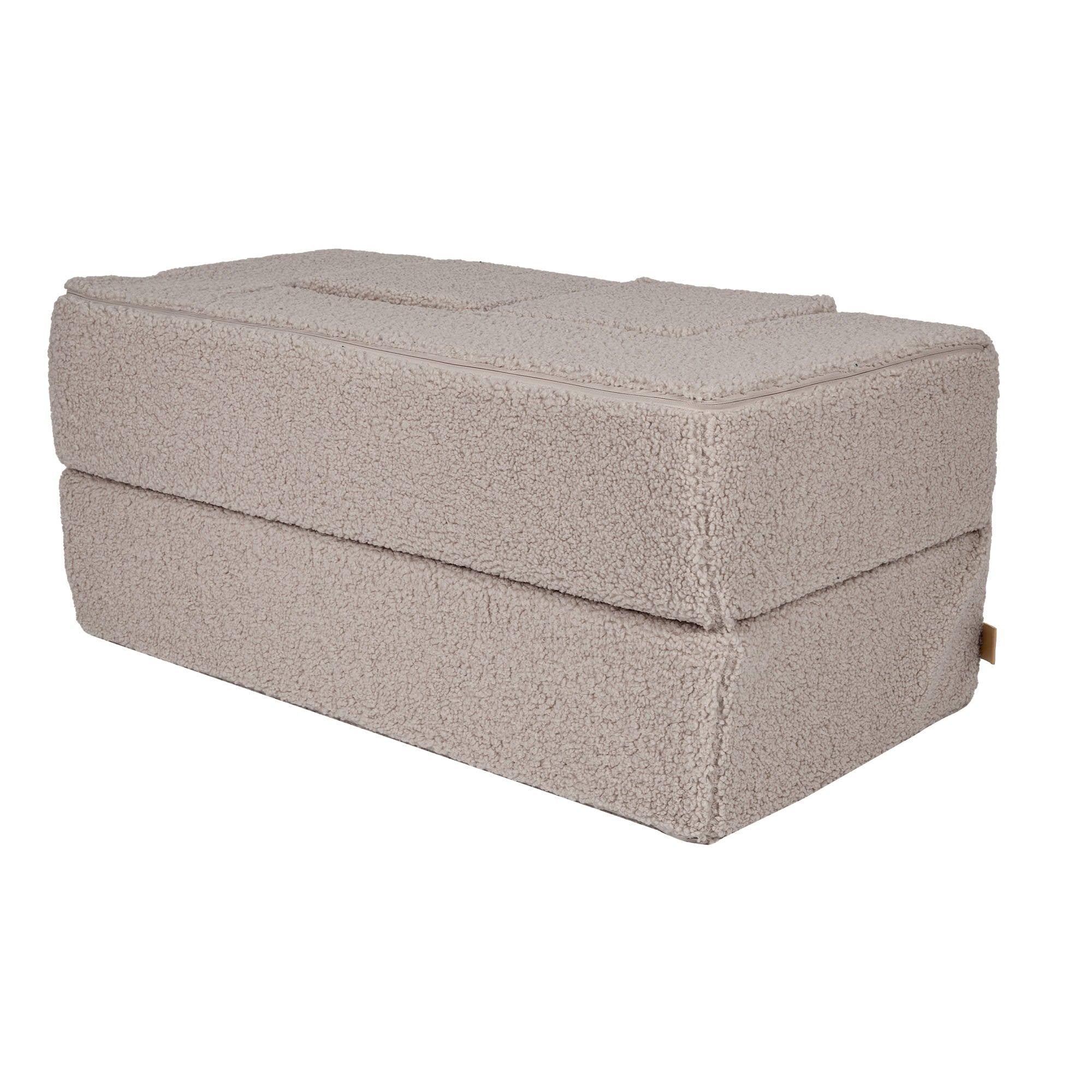 3. Side view of folded light grey MeowBaby children's sofa on a white background