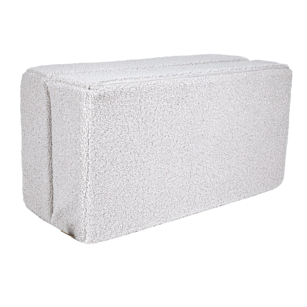 4. Back view of MeowBaby children's white foam sofa folded into a compact shape