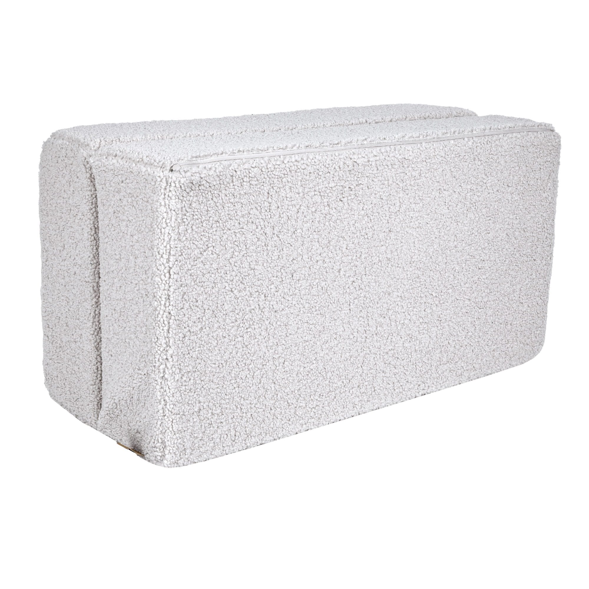 4. Back view of MeowBaby children's white foam sofa folded into a compact shape