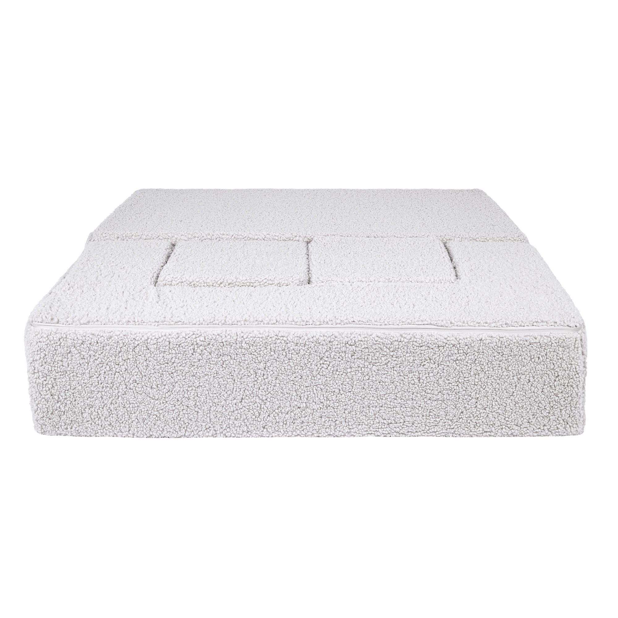 5. Top view of MeowBaby children's white foam sofa unfolded into a flat bed