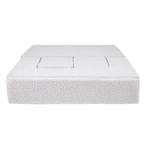 5. Top view of MeowBaby children's white foam sofa unfolded into a flat bed