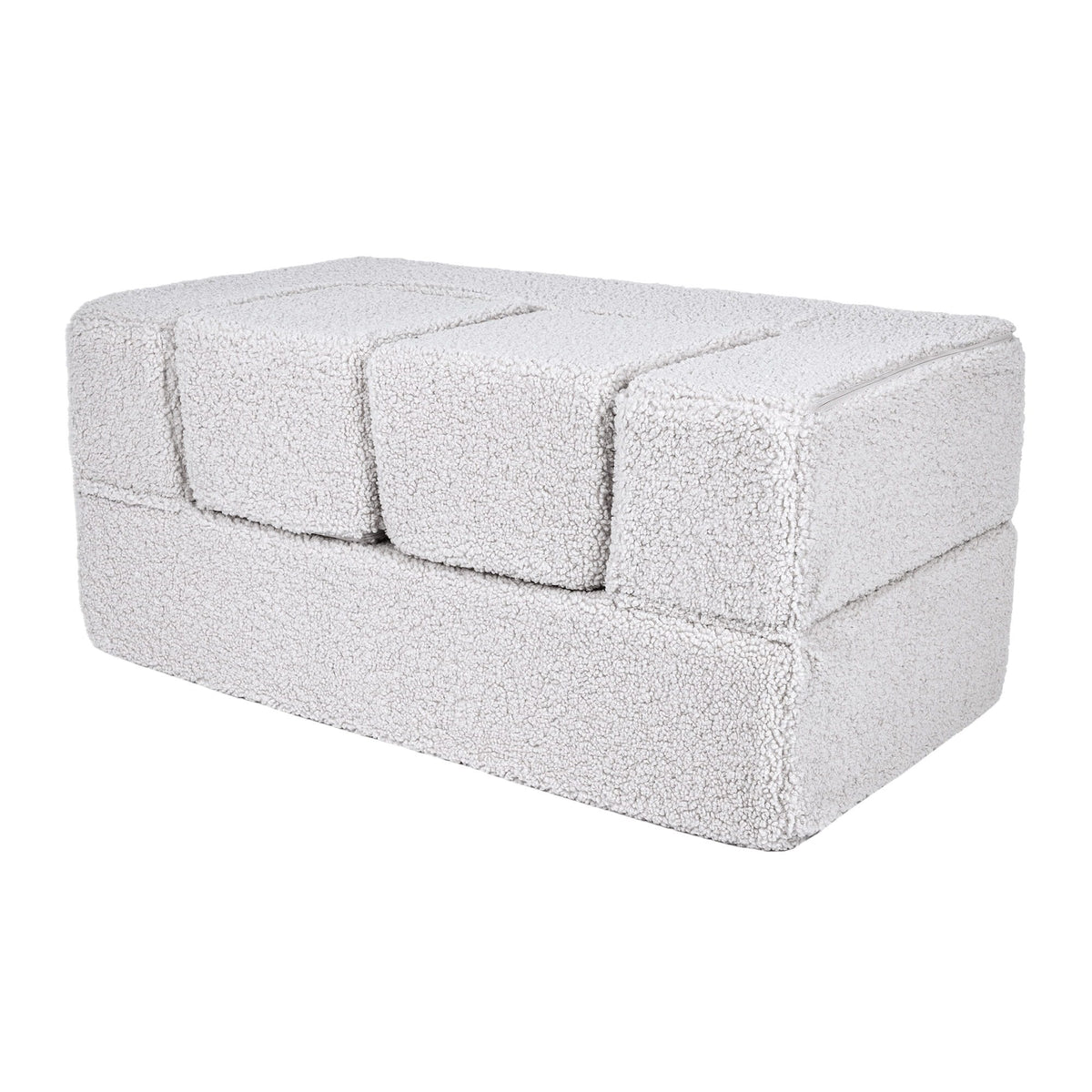 6. MeowBaby children's white foam sofa folded with poufs stacked on top
