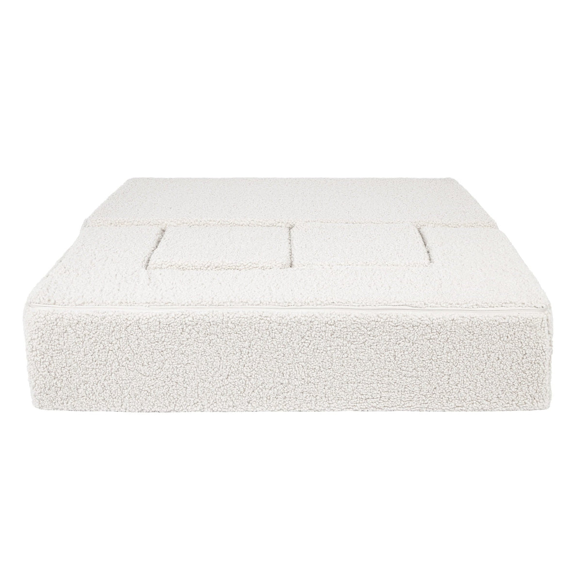 3. Cream MeowBaby children's sofa unfolded into a flat bed on a white background