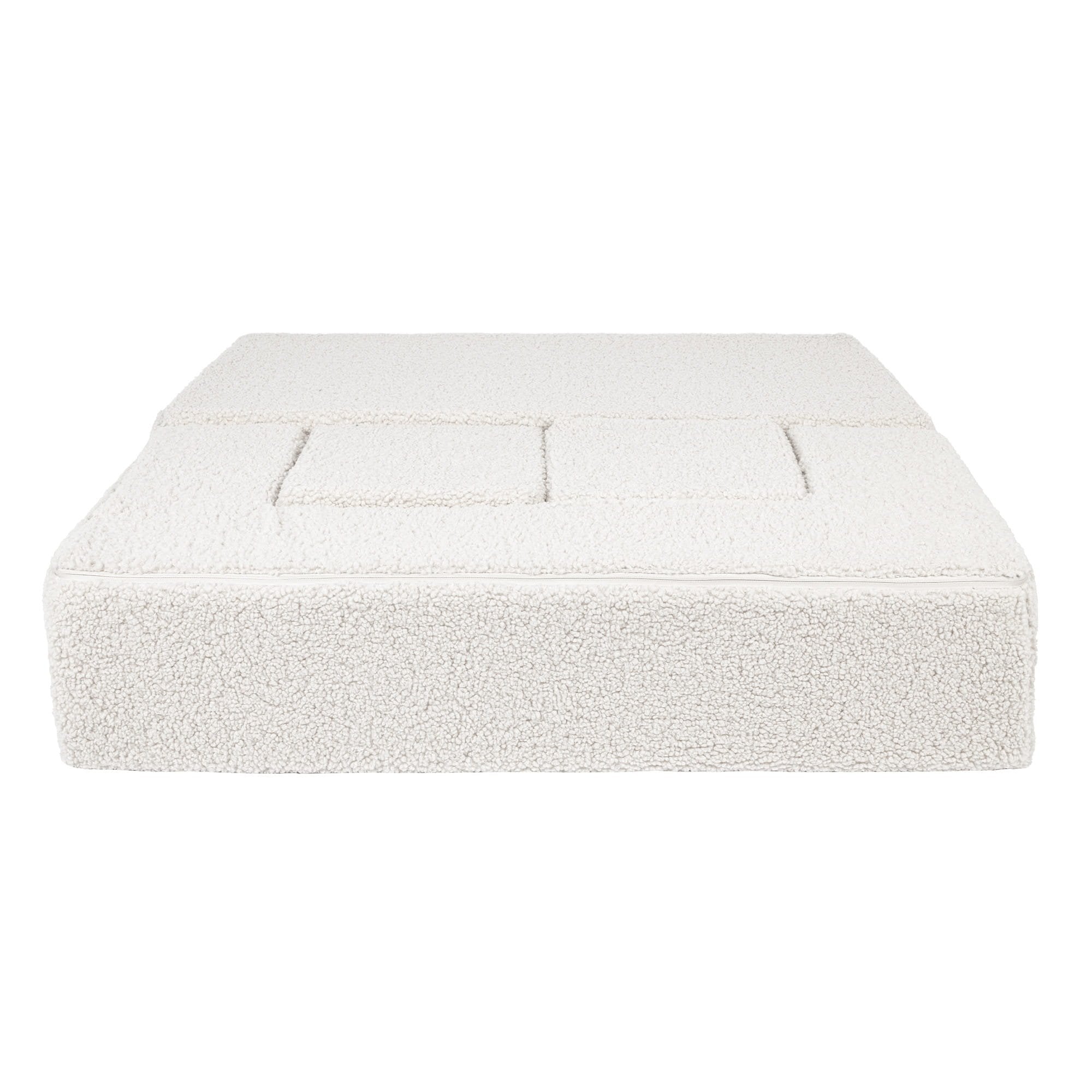 3. Cream MeowBaby children's sofa unfolded into a flat bed on a white background