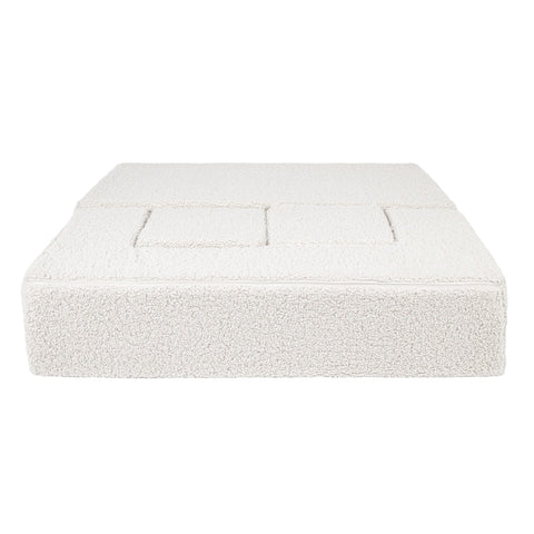 3. Cream MeowBaby children's sofa unfolded into a flat bed on a white background