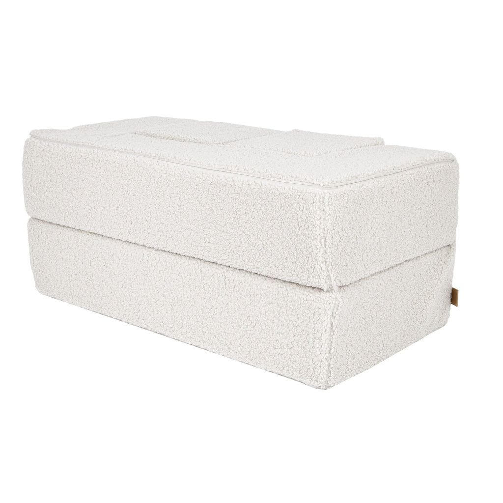 6. Cream MeowBaby children's sofa folded with visible seams on a white background
