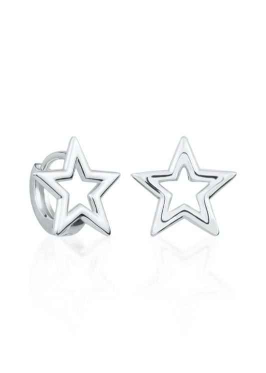 1. Dondella kids' star earrings in 925 sterling silver rhodium-plated, shown in studio setting