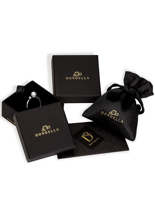 2. Dondella branded packaging for kids' earrings, includes black box and pouch