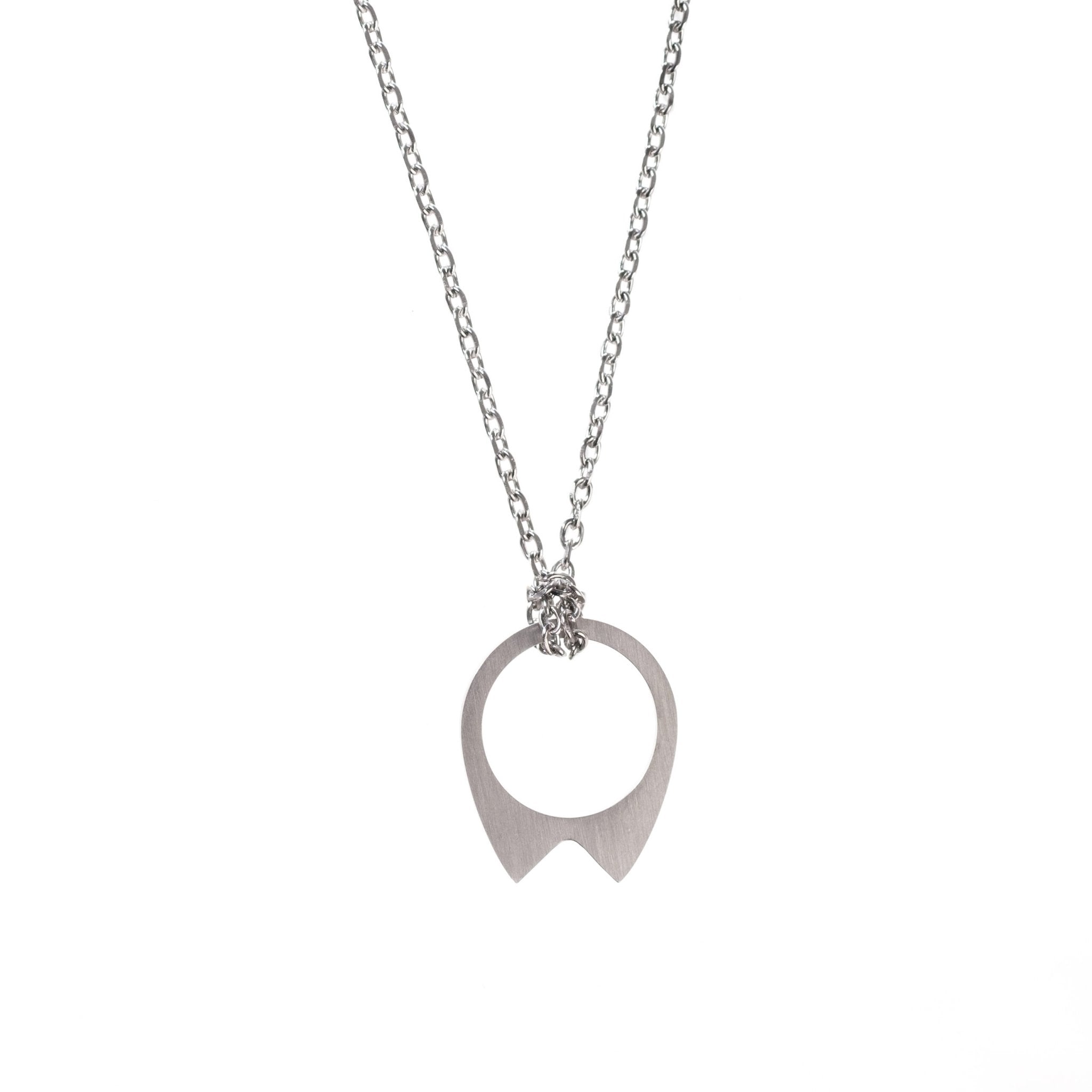 4. Studio shot of Lentsius stainless steel necklace with circular pendant