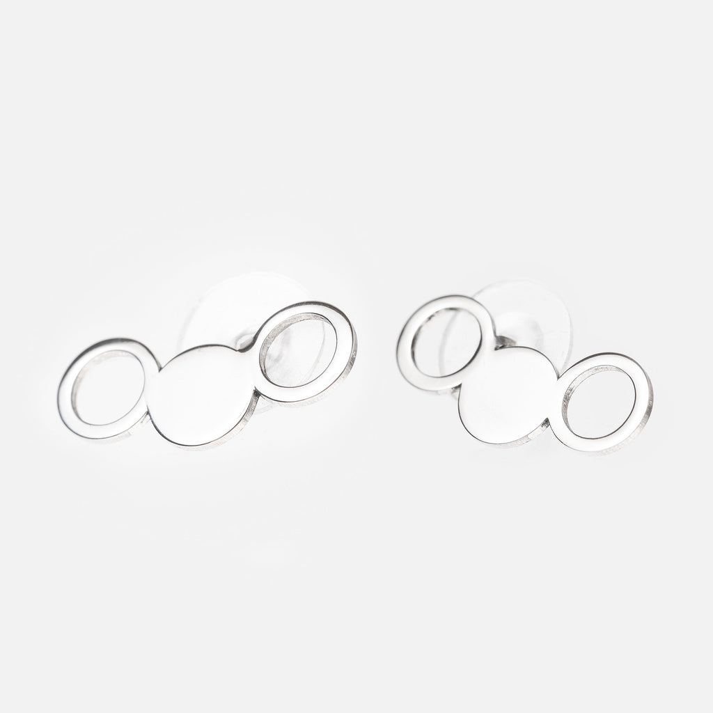 3. Studio shot of Lentsius Silva stainless steel earrings with circular design