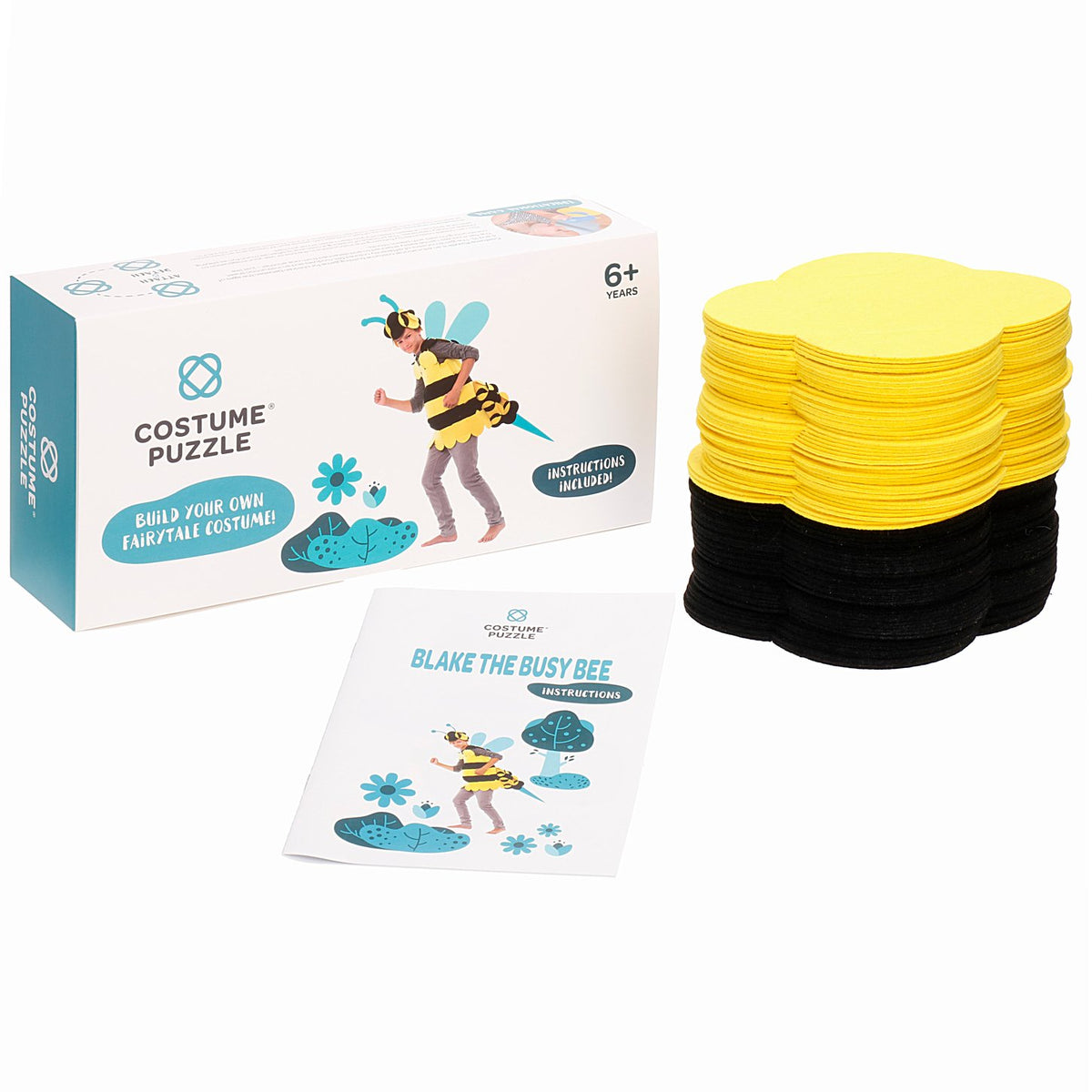 3. Costume Puzzle set with yellow and black felt pieces and instruction booklet for Blake the Busy Bee