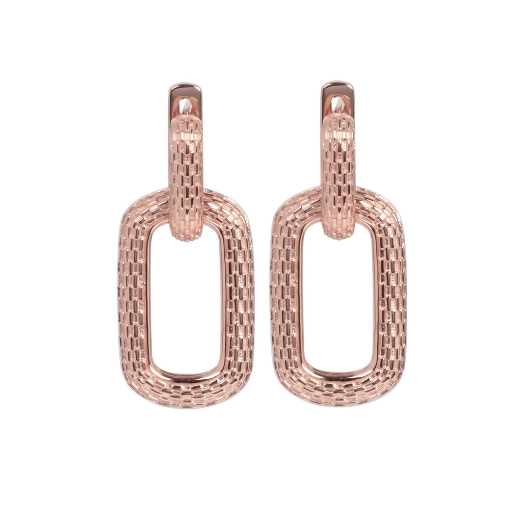 1. MyaMoon Honey Bee Hoopy Link Charm Earrings in rose gold, studio shot
