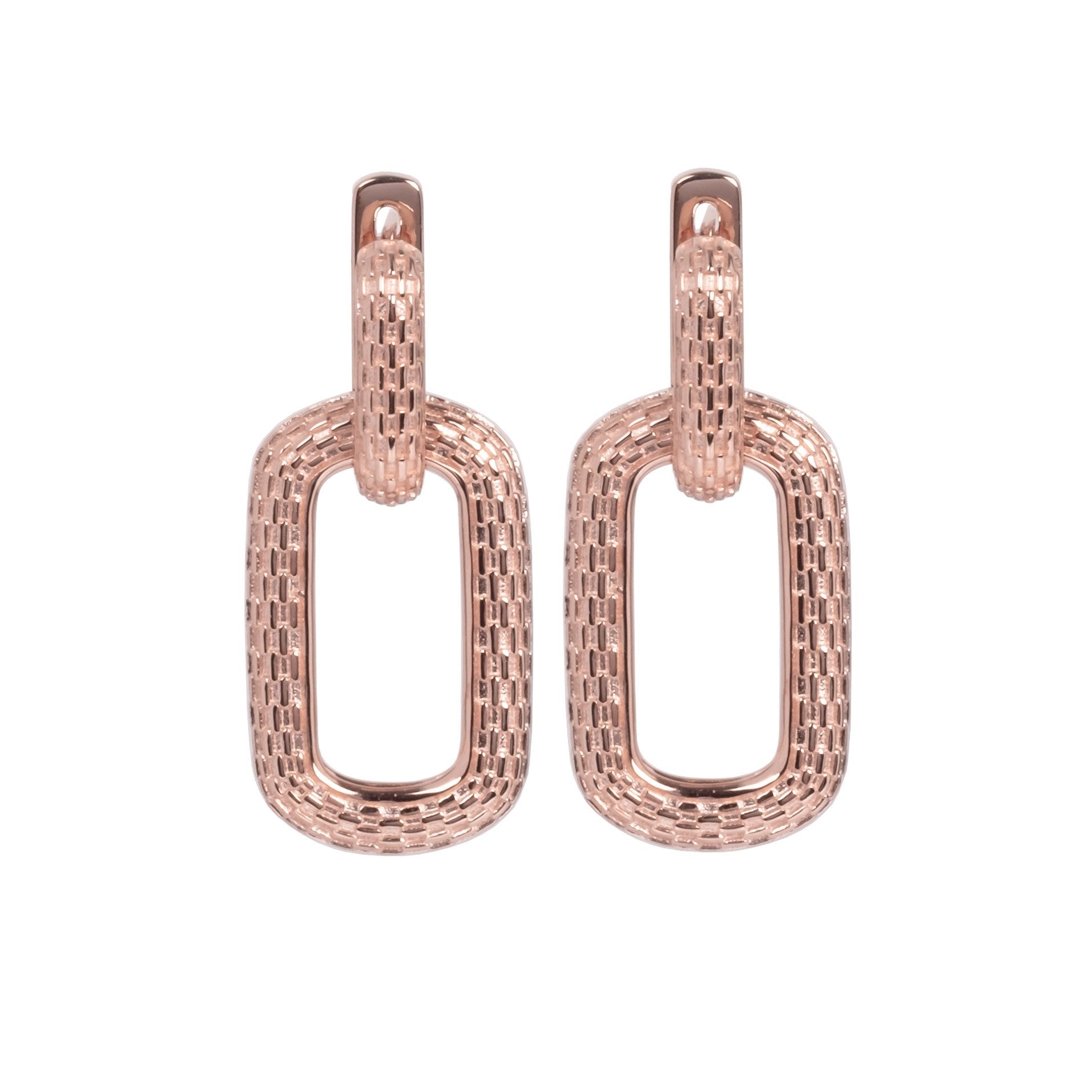 1. MyaMoon Honey Bee Hoopy Link Charm Earrings in rose gold, studio shot