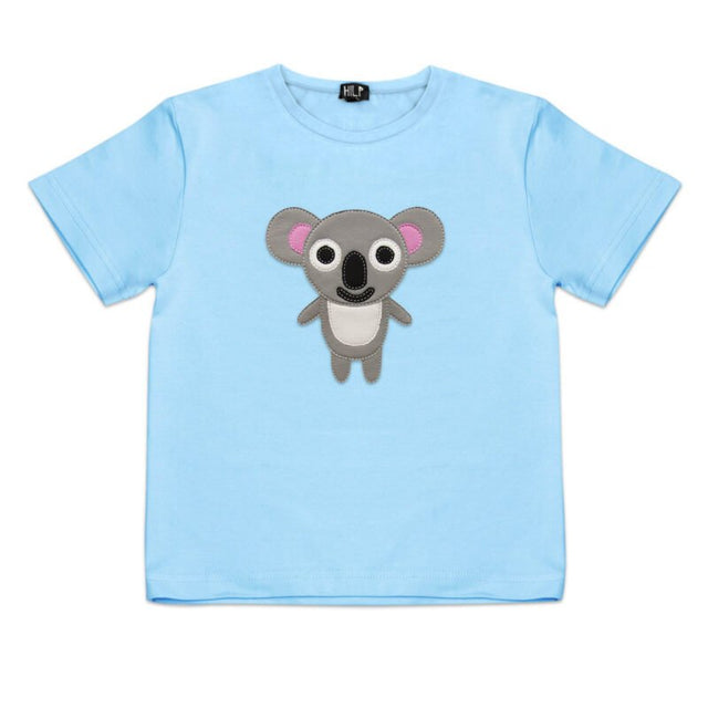 5. Kids blue koala t-shirt by HILP, displaying an adorable koala graphic, ideal for active play