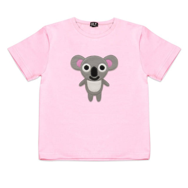 2. Kids pink koala t-shirt by HILP, showcasing a playful koala design, crafted from breathable cotton