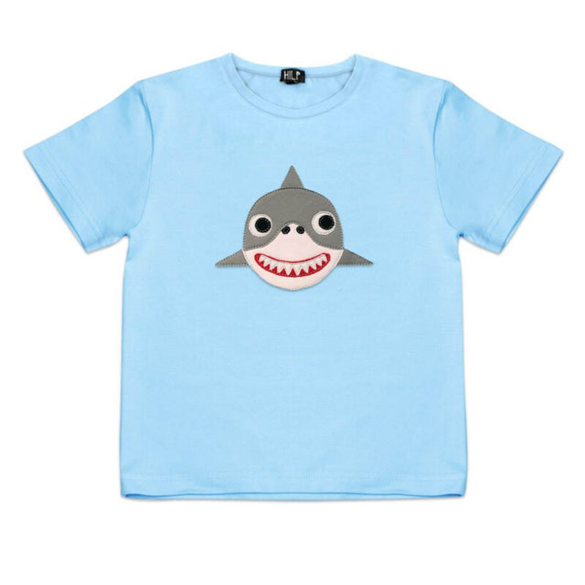 5. Kids light blue shark t-shirt by HILP featuring charming shark design, studio view