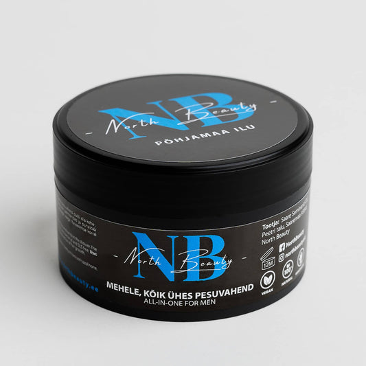 2. North Beauty All In One Detergent for Men, 200ml, studio shot showing packaging details
