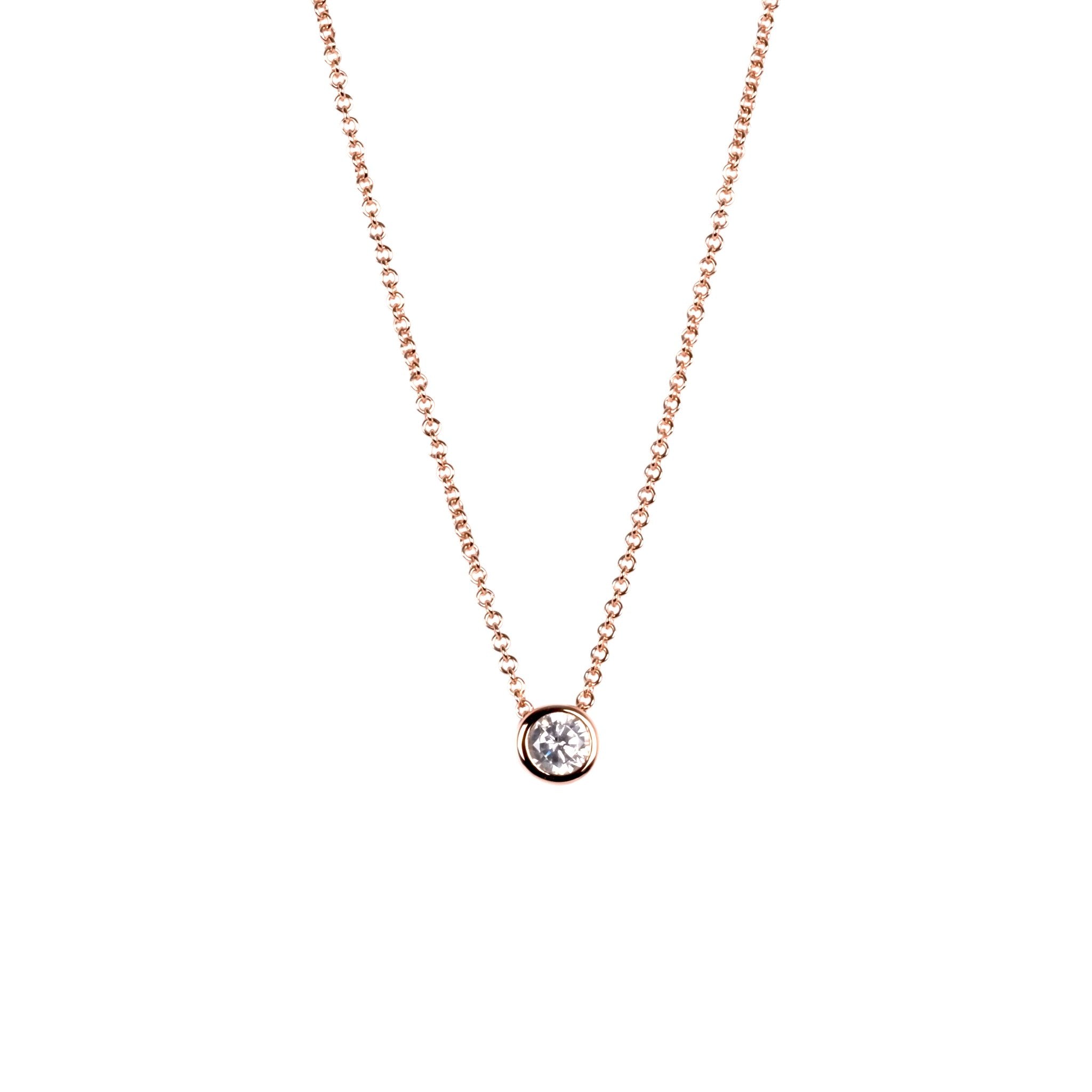 3. MyaMoon Illumi Choker in rose gold with zircon detail, studio shot highlighting delicate chain and pendant