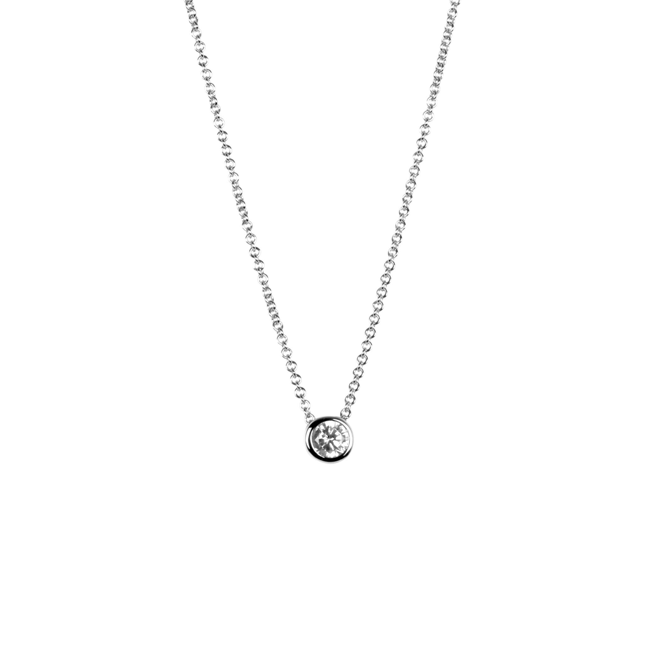 2. MyaMoon Illumi Choker in silver with zircon detail, studio shot highlighting delicate chain and pendant