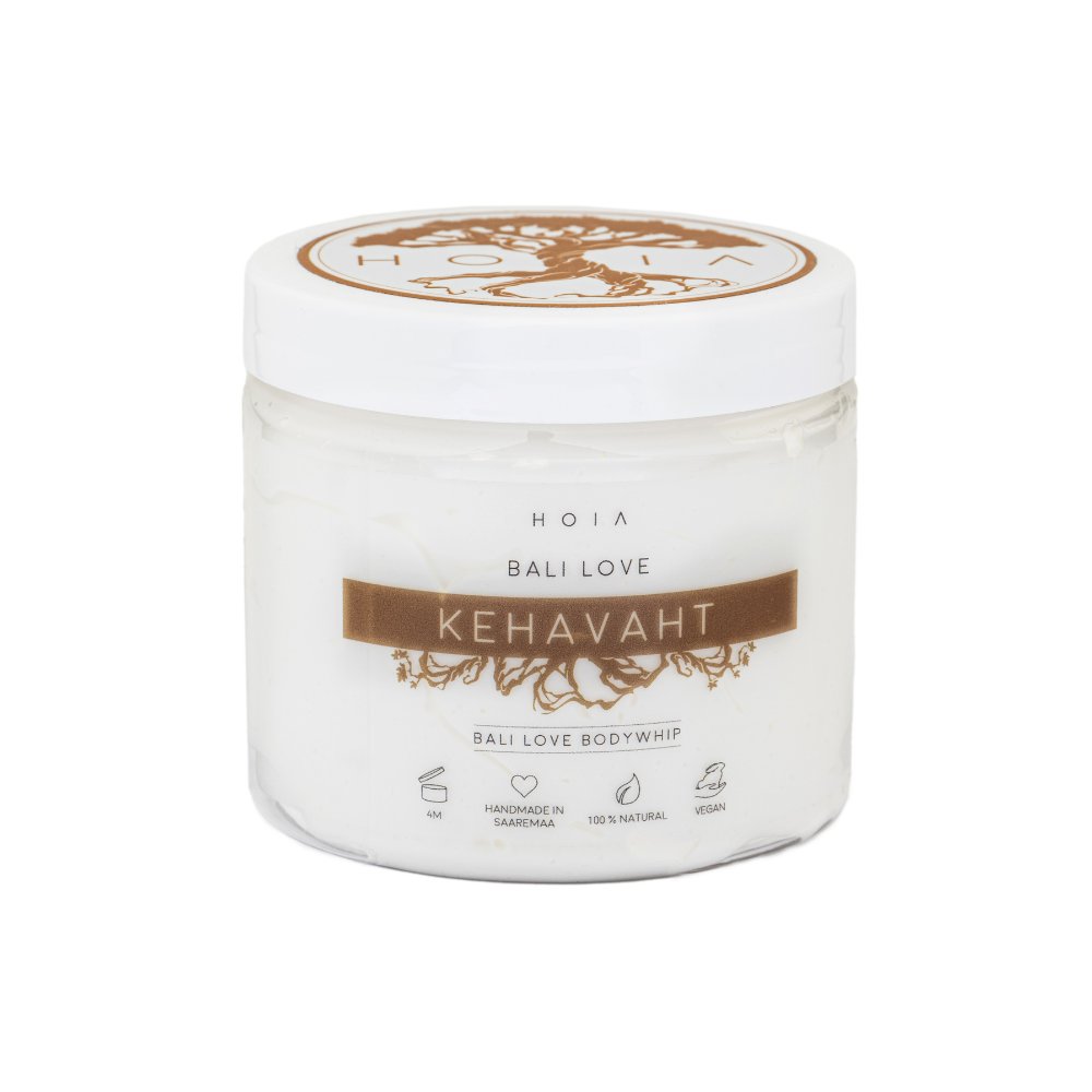 1. HOIA homespa Bali Love Body Whip 200ML jar, featuring luxurious body cream with natural ingredients, shown in studio setting