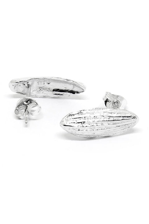 1. Agnes Veski Jewellery SPRING Petal earrings in silver plating, showcasing textured design, studio shot