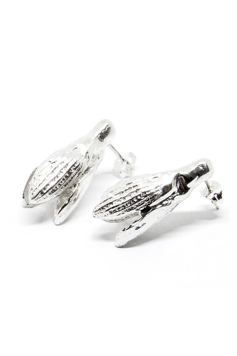 2. Agnes Veski Jewellery SPRING Snowdrops earrings in silver, handcrafted with Nordic nature-inspired design, shown in studio