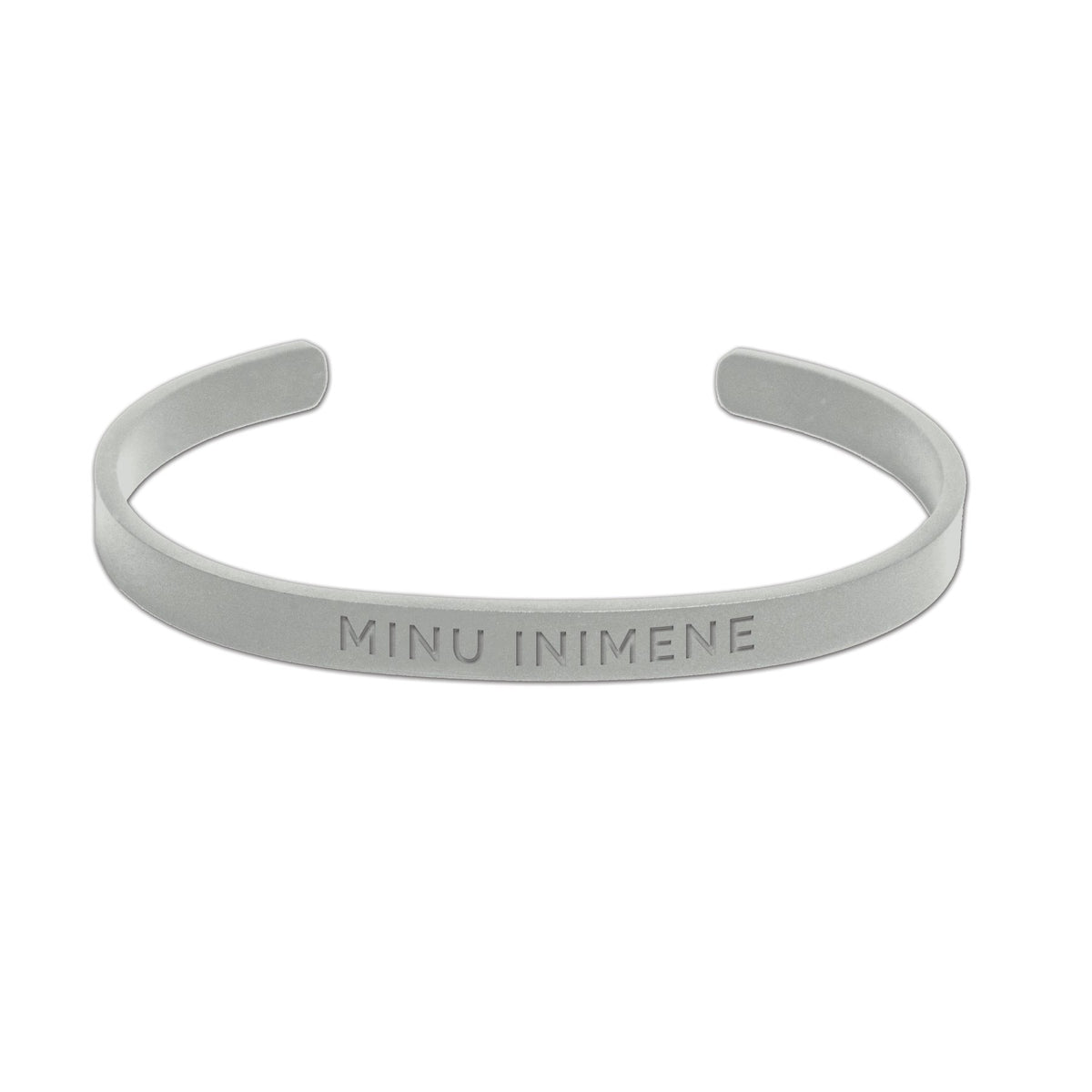 2. Silver men's bracelet with 'MINU INIMENE' engraving, polished stainless steel, adjustable fit, shown on white background