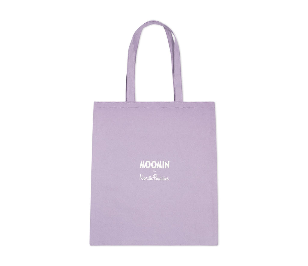 2. Studio shot of Moomintroll tote bag in purple, showing Moomin by NordicBuddies logo