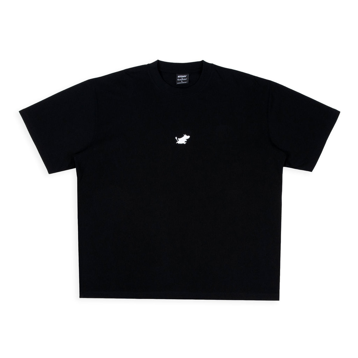 4. Studio shot of black Moomin Classics t-shirt highlighting front design