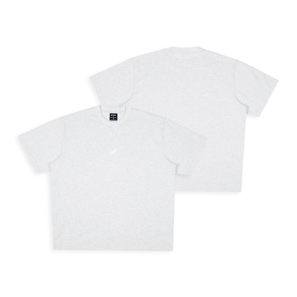 5. Flat lay of Moomin Classics heavy T-shirt in melange grey showing front and back