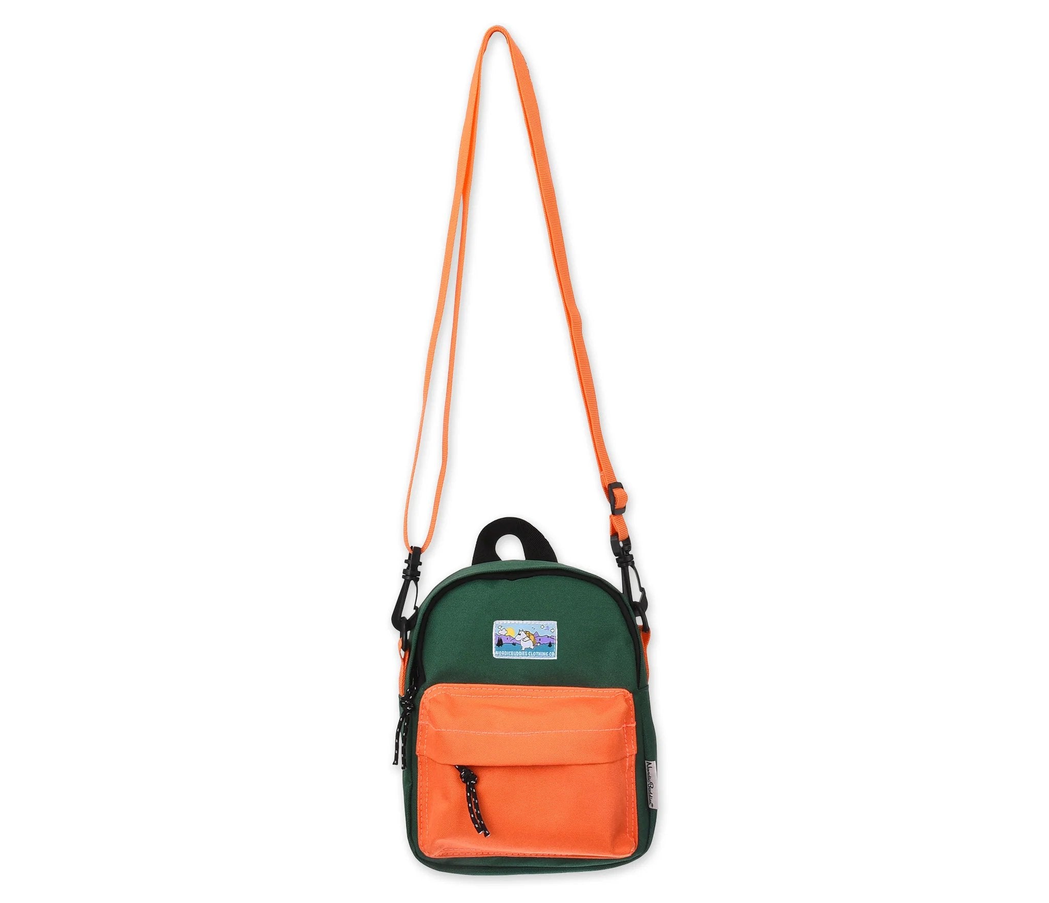 2. Moomin by NordicBuddies Moomintroll Adventure Cross Body Bag with adjustable orange strap, shown in full length
