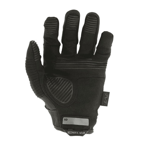 3. Palm view of black Mechanix M-Pact 3 glove showing reinforced palm and finger details