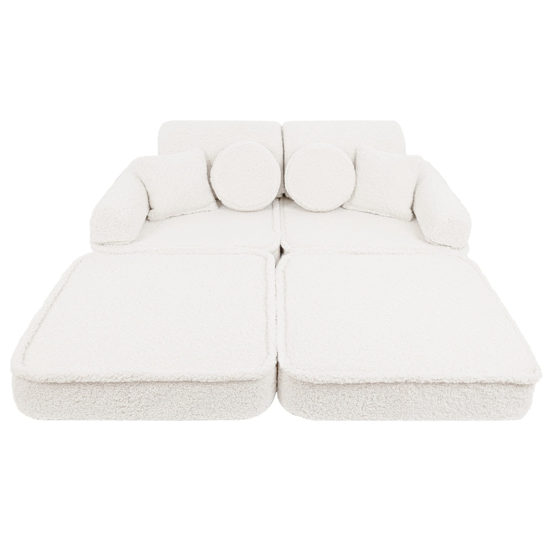 2. Medium modular sofa for kids in bearly cream with extended seating, shown in a studio setting.