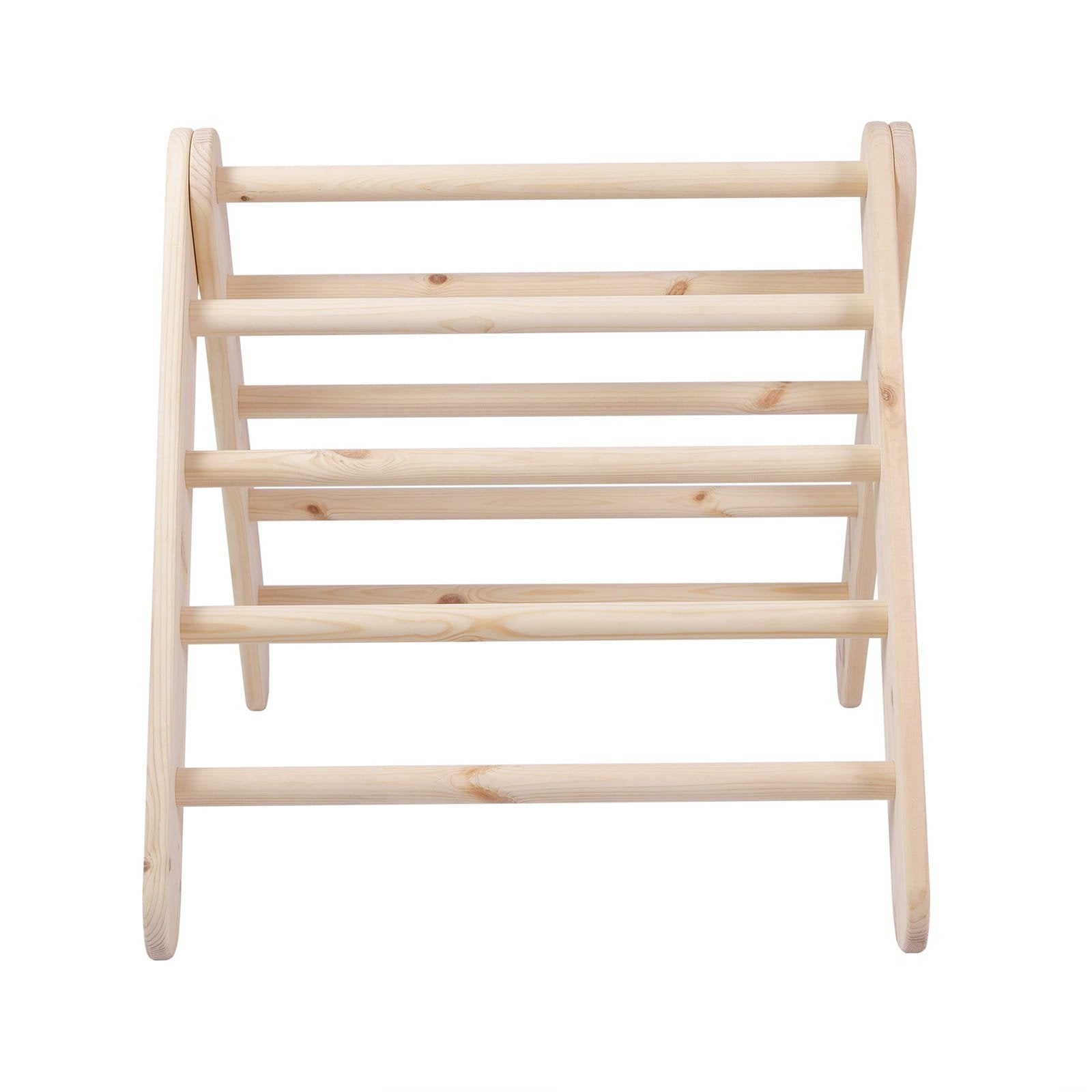 15. Top view of natural wood ladder house frame showing ladder rungs