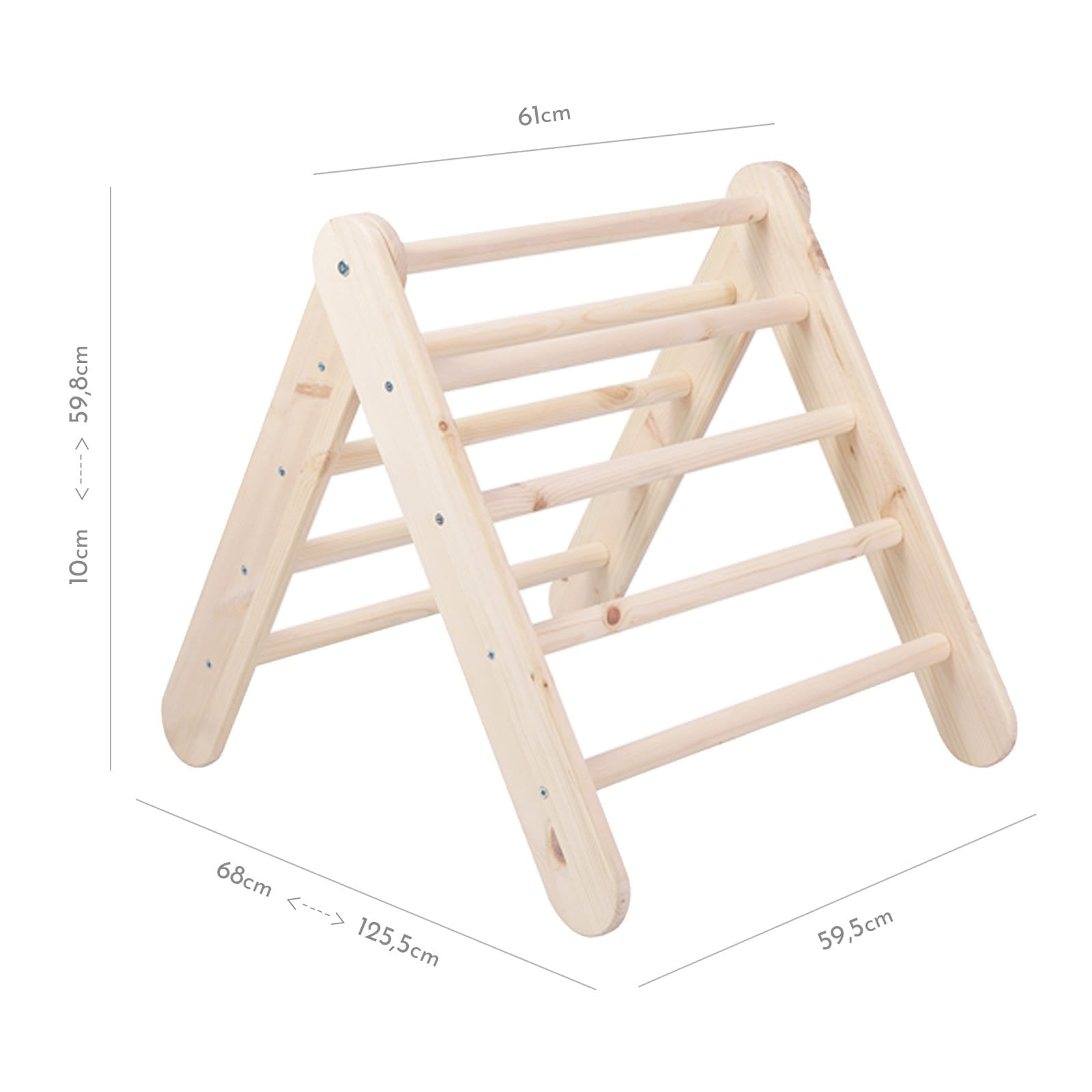 14. Size chart for natural wood ladder house showing dimensions in centimeters