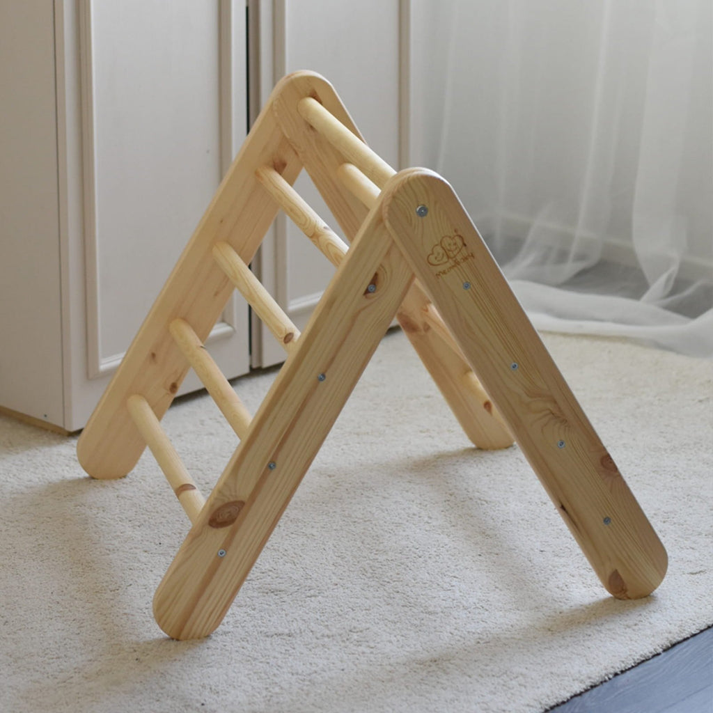 12. Natural wood ladder structure in children's room setting