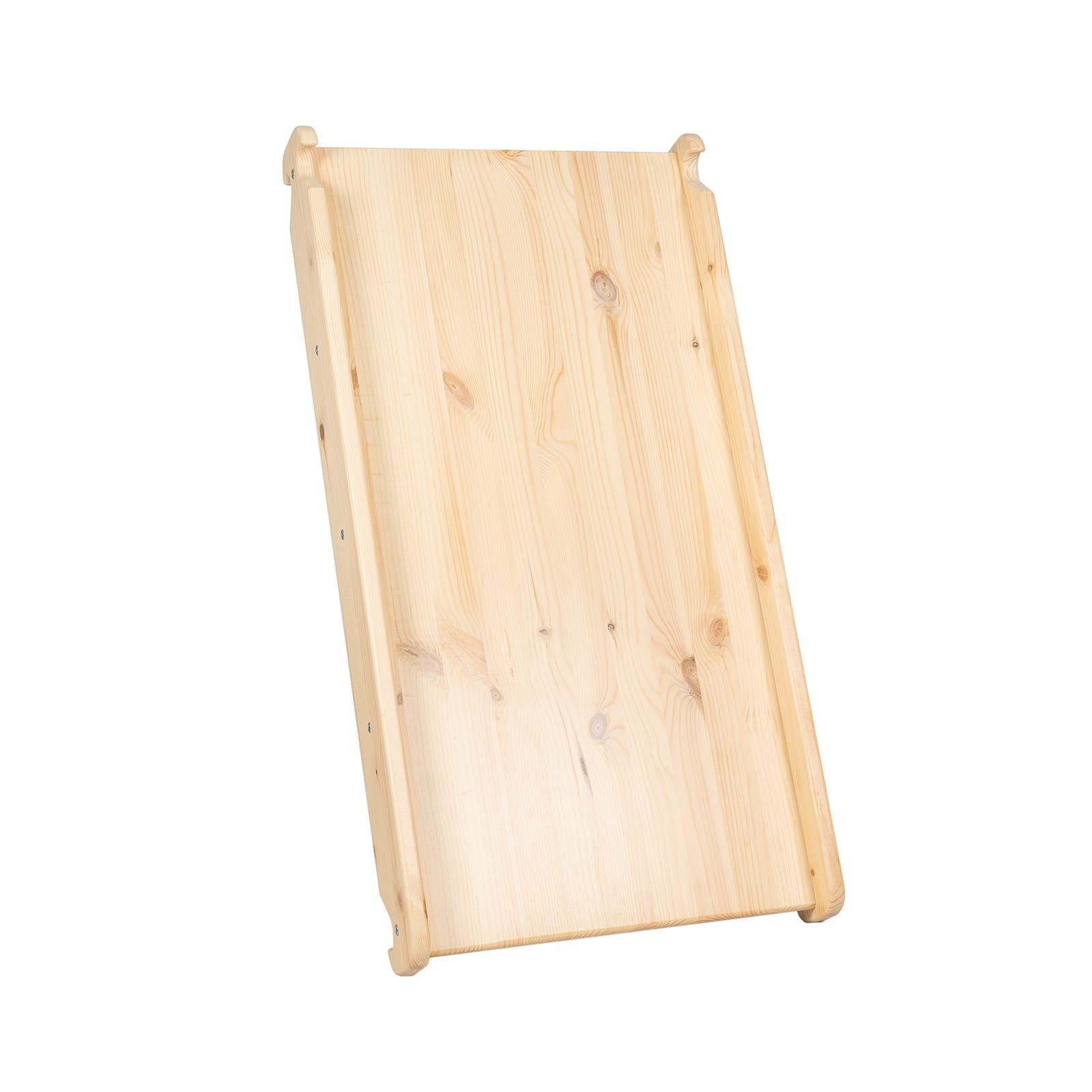 4. Flat lay of natural wood slide board showing smooth surface and rounded edges