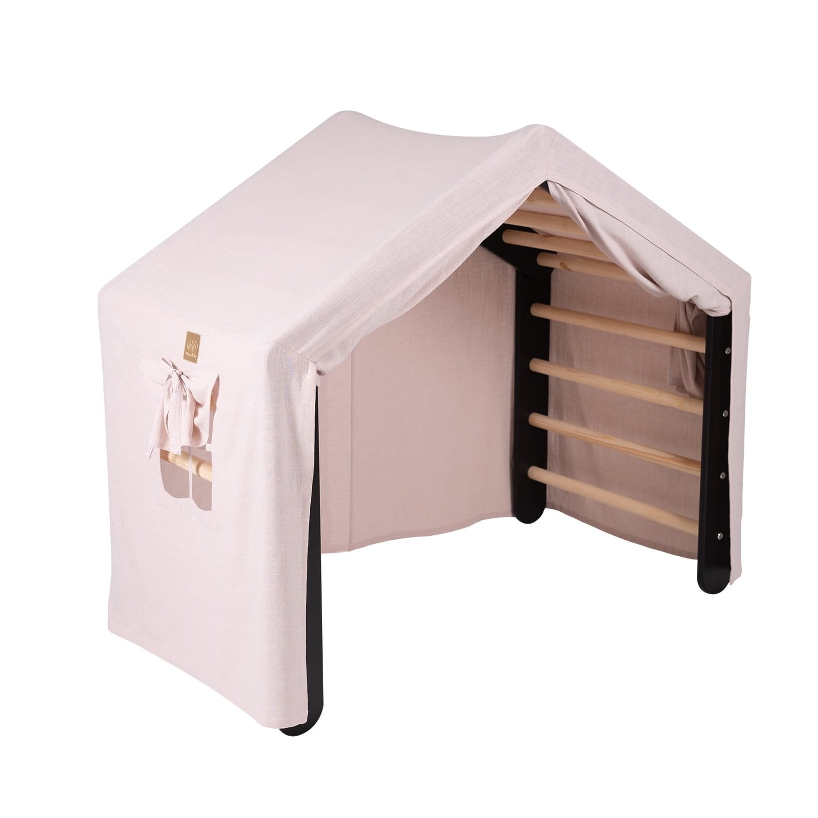 1. Large black ladder house with pink cover featuring window detail, ideal for children's playroom