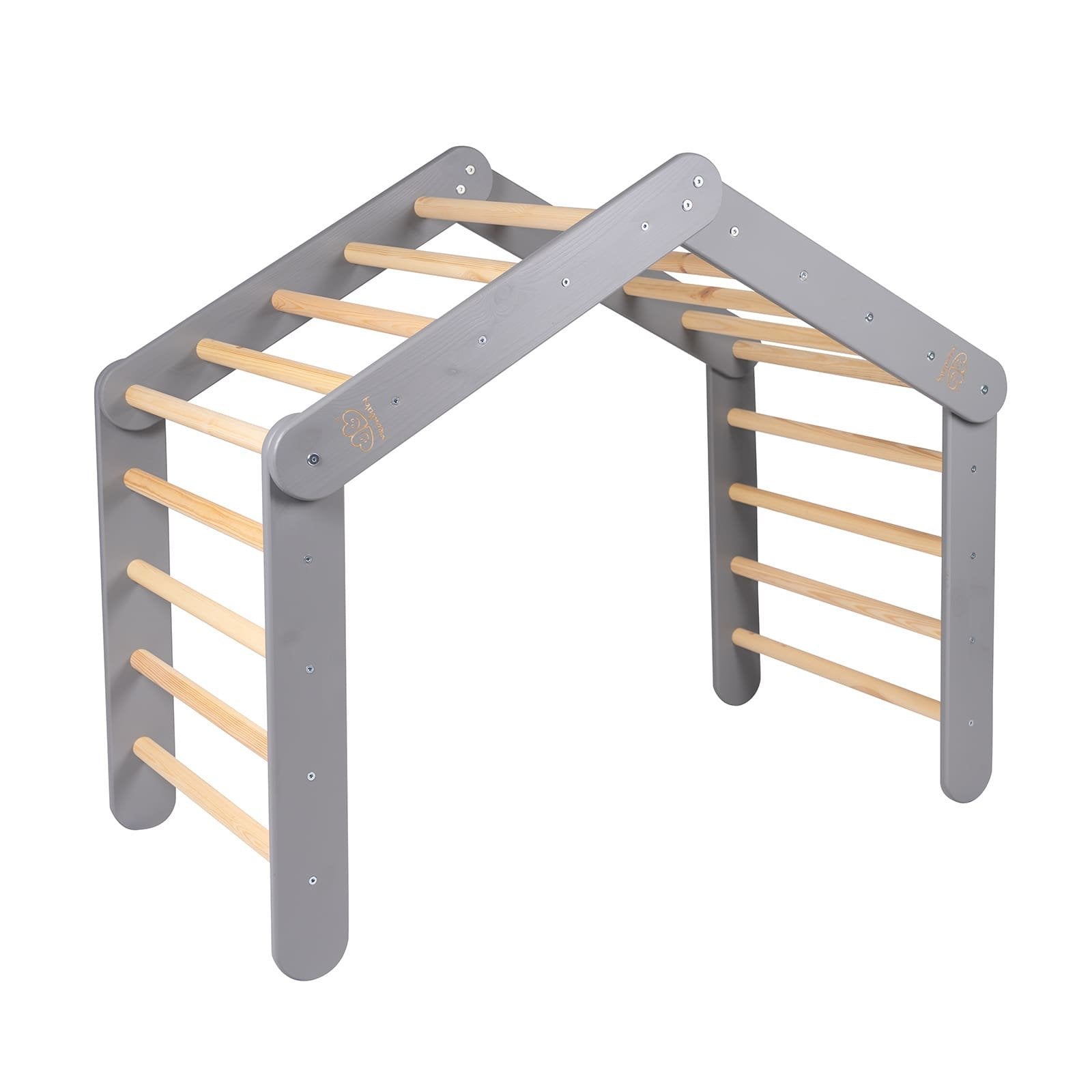 2. Large grey ladder house with visible wooden ladder and blue-grey cover, designed for children's indoor play.