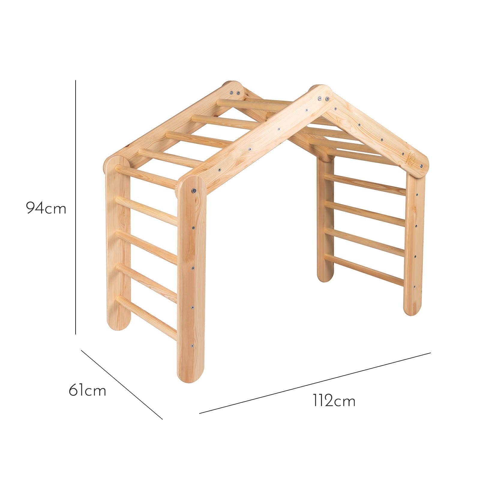 5. Size chart for natural wood ladder house, displaying measurements in centimeters for height and width