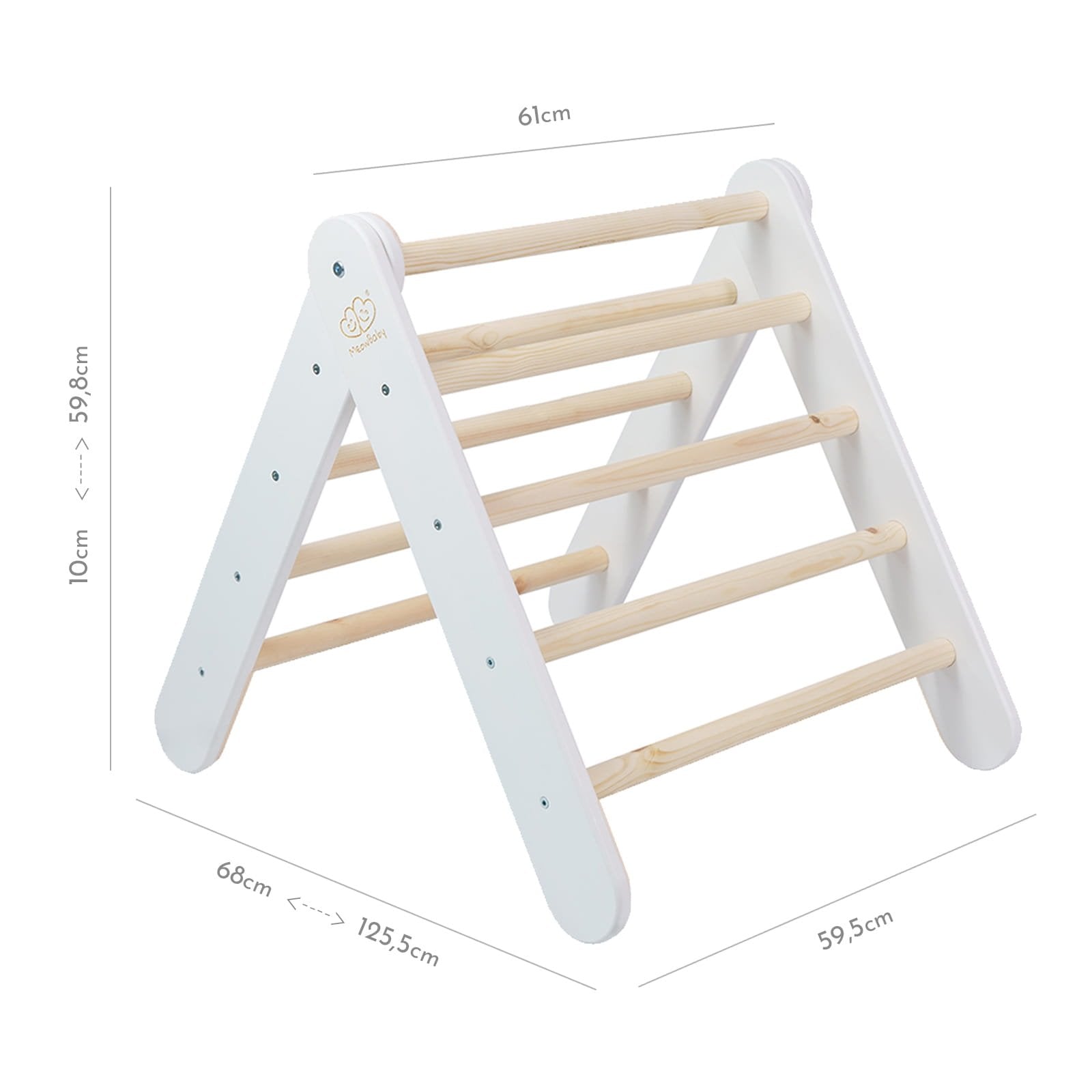 5. Size chart for large ladder house showing dimensions in centimeters for width, height, and depth