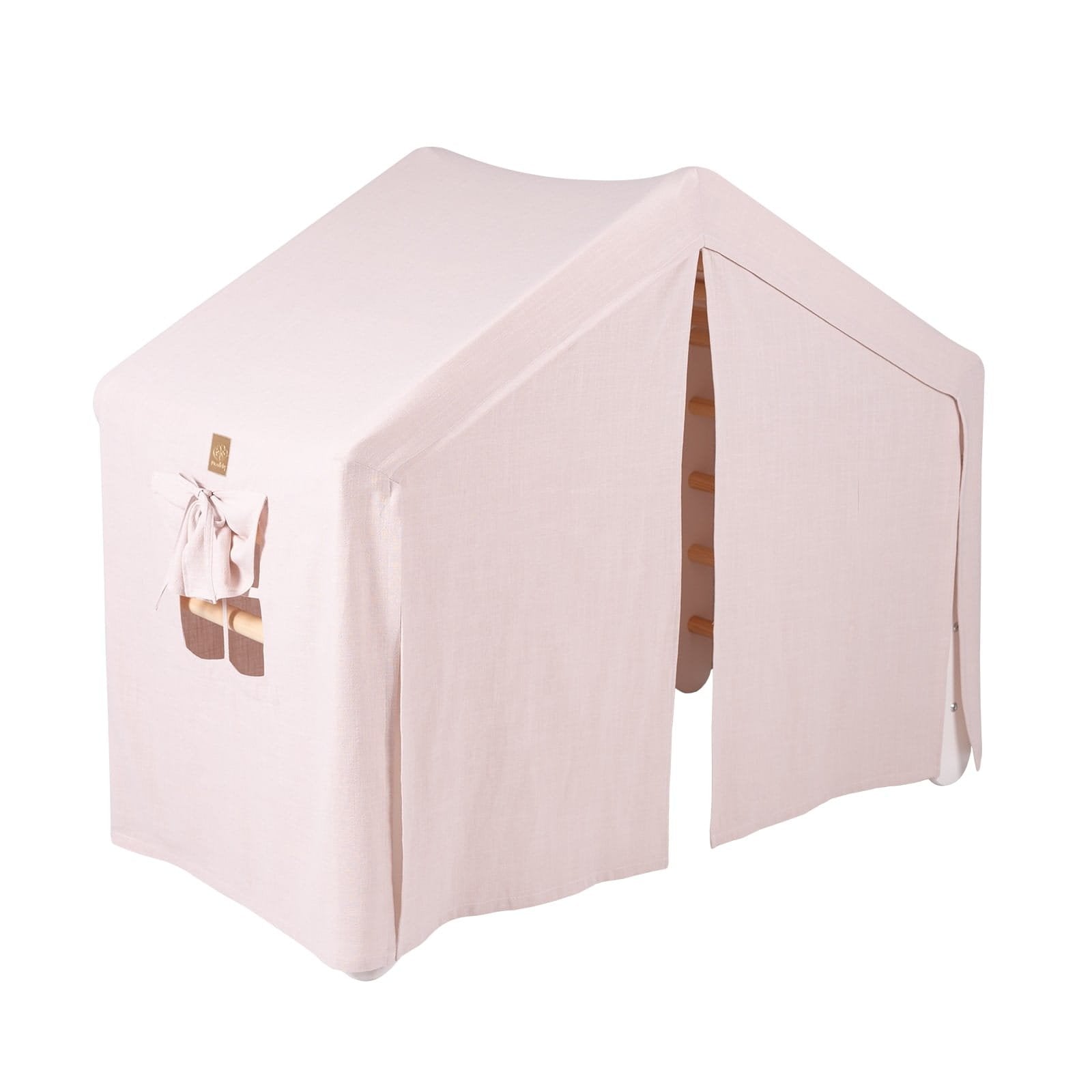 1. Large white ladder house with pink cover, featuring open front and side window, ideal for children's play