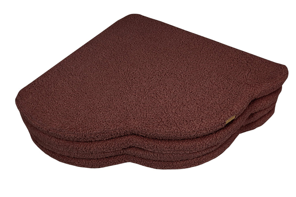 3. Close-up of folded brown cloud-shaped play mat for kids by MeowBaby, highlighting texture on a black background