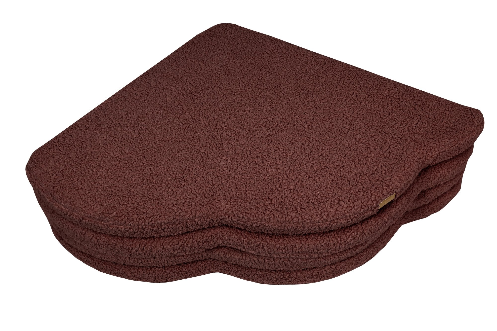 3. Close-up of folded brown cloud-shaped play mat for kids by MeowBaby, highlighting texture on a black background