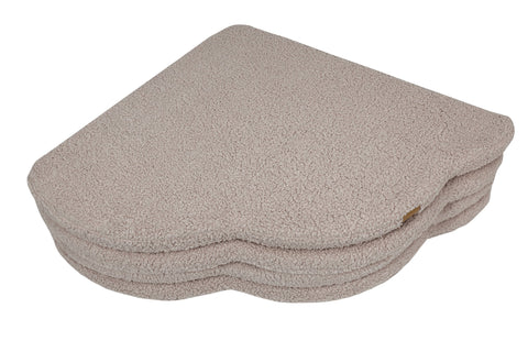 3. Close-up of stacked light grey cloud-shaped play mat showing texture and thickness